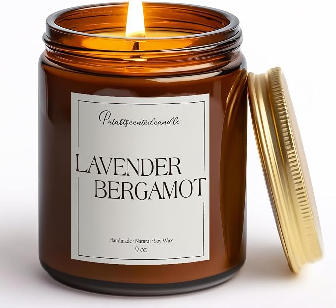 Lavender & Bergamot Scented Candles by Unknown