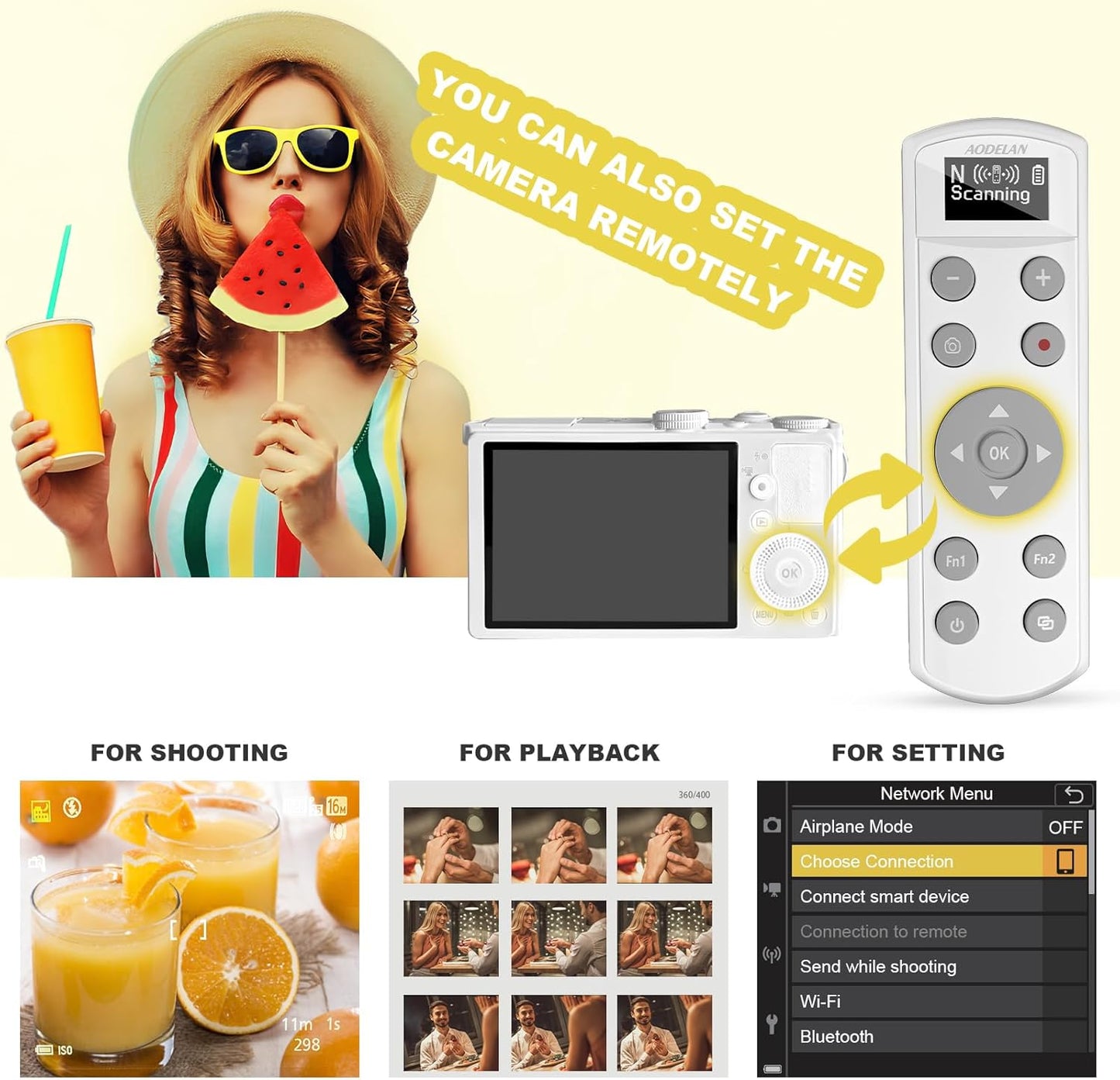 Remote Control for Nikon Camera,USB-C Rechargeable Wireless Shutter Release with OLED Screen – Video, Zoom & Focus Control for Nikon A1000, B600, P1000, P950, Z6III, Z30, Z50II, Zfc, Z5 (White)