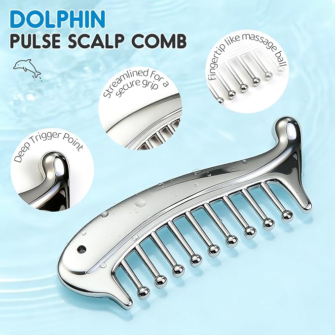 Metal Scalp Massage Tool Gua Sha Facial Tools, Portable Massage Comb - Image 3
