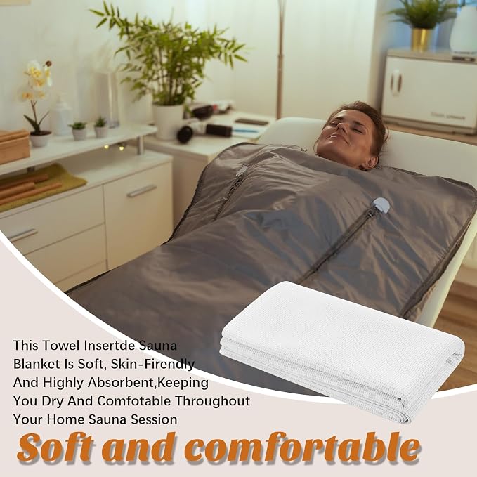 Juexica 2 Pack 70" x 30" Sauna Blanket Insert Towel Cotton Soft Waffle - Image 3