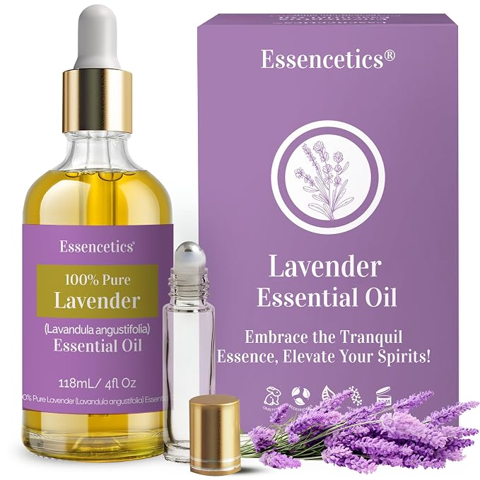 Organic Lavender Essential Oil for Diffuser 4oz by Essencetics