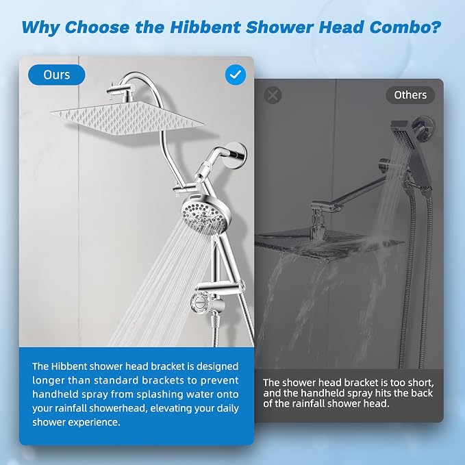 Hibbent cUPC Certified All Metal 10" Rainfall Showerhead Combo, High Pressure - Image 8