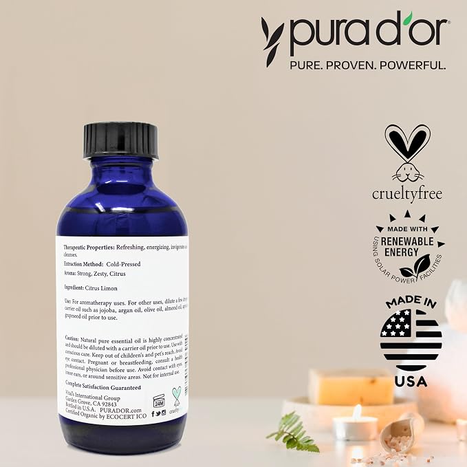 PURA D'OR Organic Lemon Essential Oil USDA Certified 100% Pure & Natural - Image 6