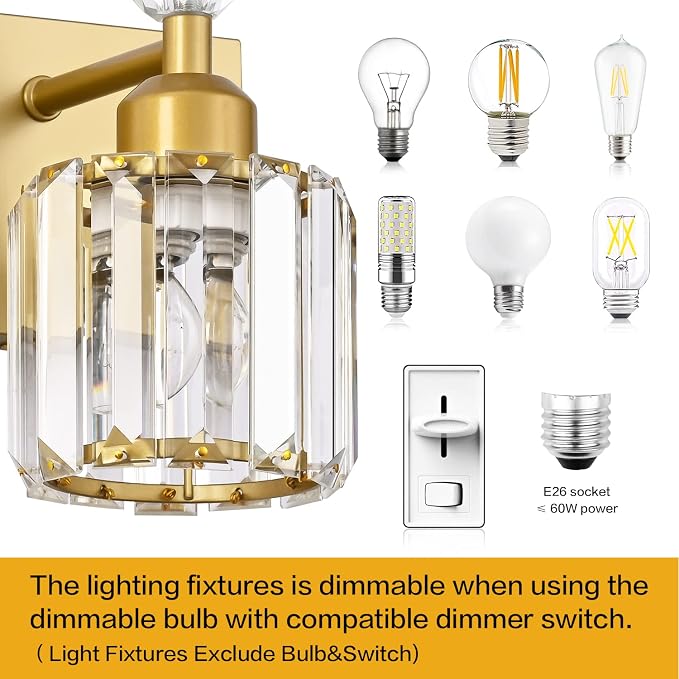 PRESDE Crystal 4 Bathroom Vanity Light Modern Gold Vanity Light Fixture Wall - Image 7