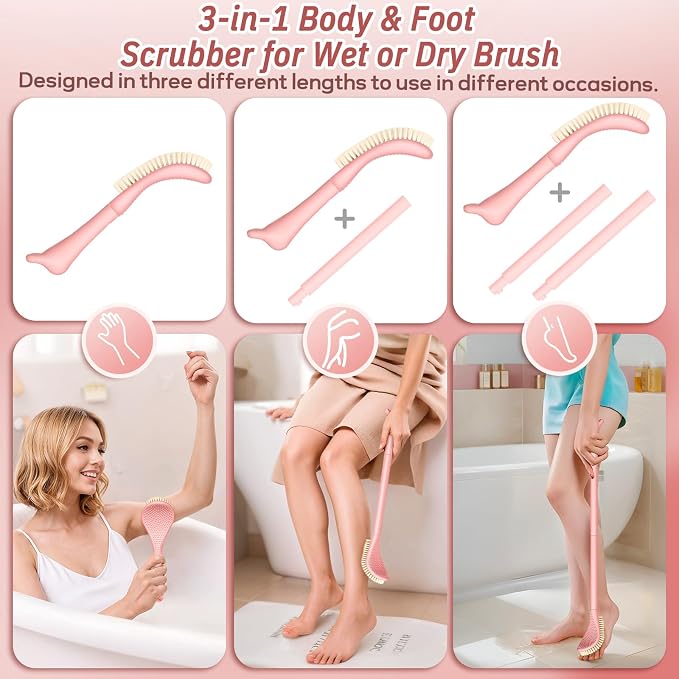 New Foot Brush with Extra-Long Handle, 3-in-1 Foot Scrubber - Image 3