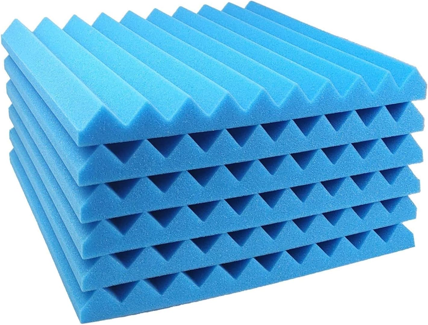 JBER 12 Pack Acoustic Foam Panels, 1" X 12" X 12" Sound Proof Foam Panels for Walls, High Desnsity Studio Soundproofing Wedges - Fire Resistant & Noise Absorbing for Studio, Office, Home (Blue)