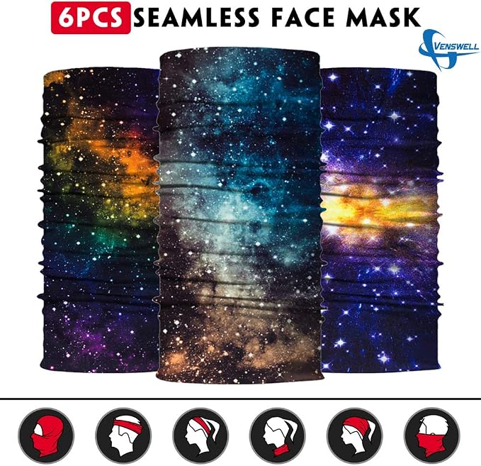 Venswell Neck Gaiter Face Mask Men Women, Seamless Bandana Rave Face Cover - Image 3
