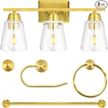 hykolity 3-Light Bathroom Vanity Light, 5-Piece All-in-One Bathroom Set by hykolity