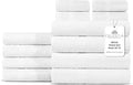 100% Cotton Bath Towel Set of 12-4 Bath Towels, 4 Hand Towels, 4 Wash Cloths by VillaCelestia