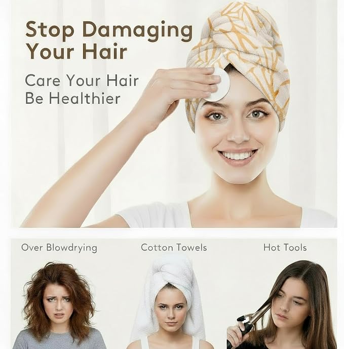 2-Pack Microfiber Hair dring Towel | 50% Faster Drying, Ultra Absorbent & Frizz - Image 5