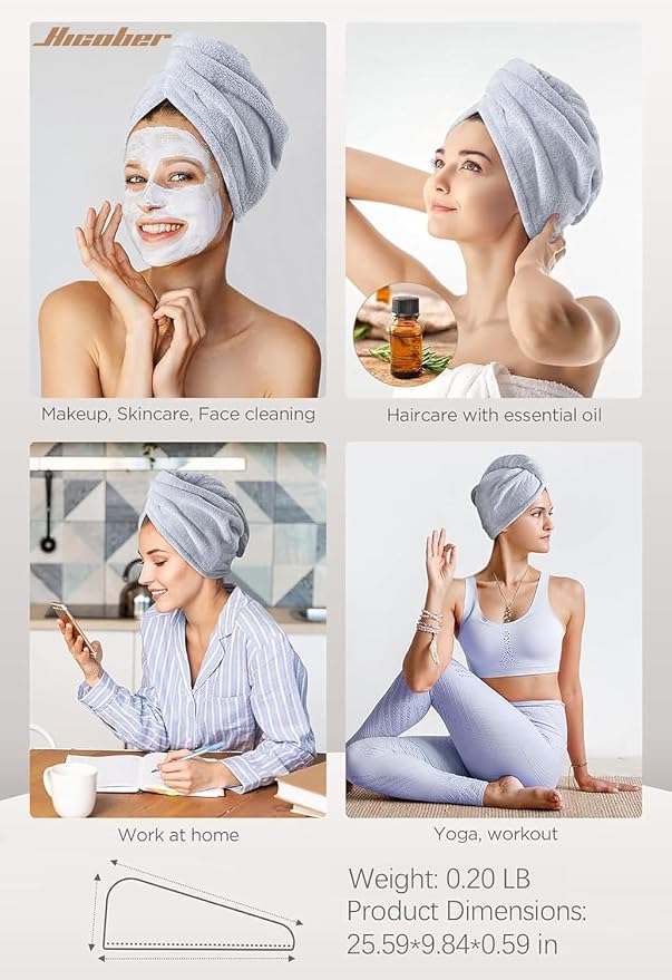 Hicober Microfiber Hair Towel, 3 Packs Hair Turbans - Image 5