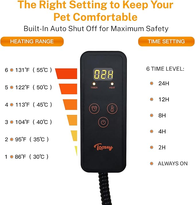 Dog Cat Heating Pad, 6 Adjustable Temperature Dog Cat Heating Pad - Image 3