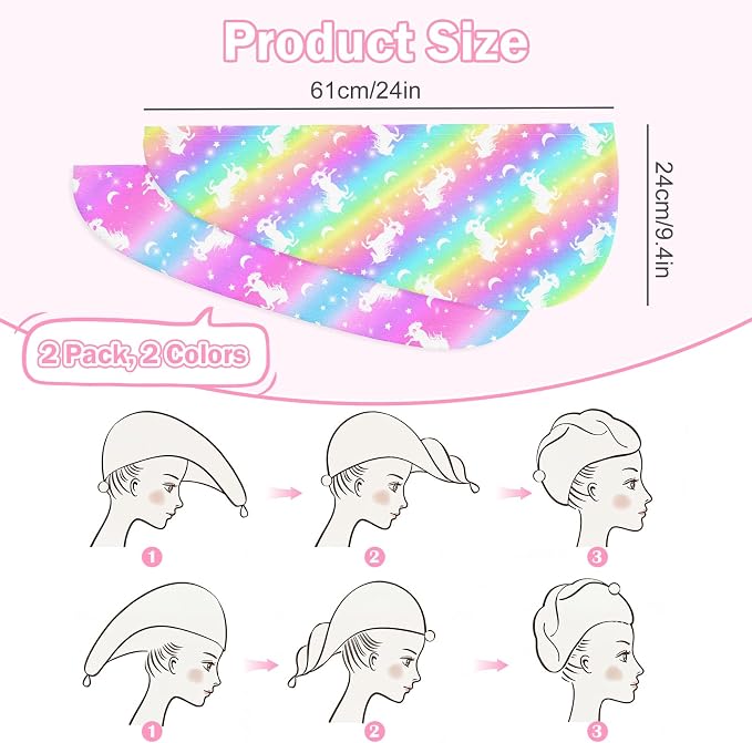 Microfiber Hair Towel Wrap for Kids Hair Drying Towel Wrap - Image 7