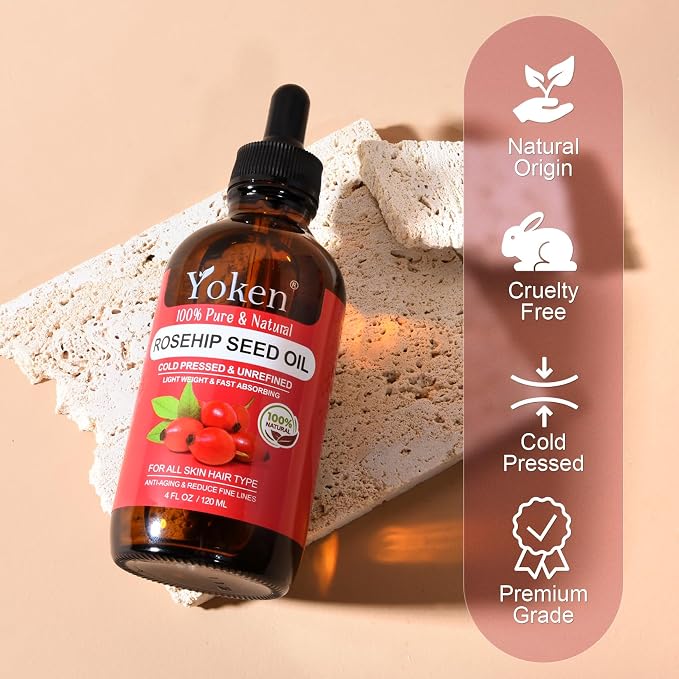 Yoken Rosehip Seed Oil for Face, 100% Pure and Natural Cold Pressed Unrefined - Image 6