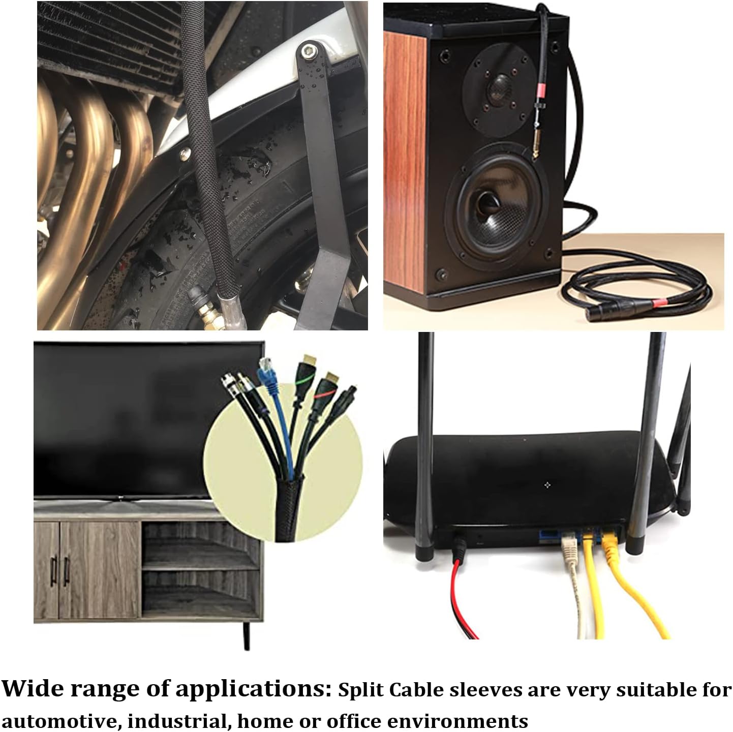 Black Braided Cable Management Sleeves Wire Loom Tubing Cord Protector Self-Wrapping (1/4"-30Feet)