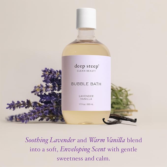 Deep Steep Bubble Bath, Lavender Vanilla 17 oz – Hypoallergenic, Clinically - Image 4