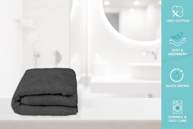 Large Bath Towels Pack of 6 – 24" x 50", 100% Cotton Terry – Soft, Quick-Dry & - Image 7
