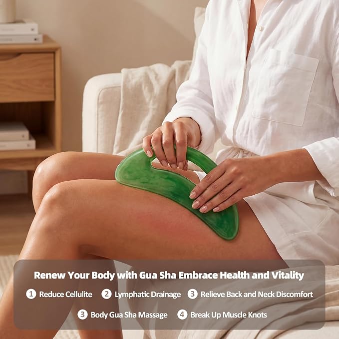 Gua Sha Massage Tool with Handle, Light-Brown Resin Myofascial Release Tool - Image 2