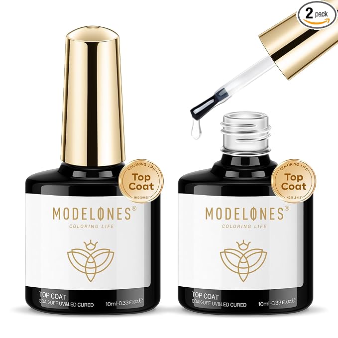 modelones Gel Top Coat, Acrylic Nails Soak Off Nail Lamp Nail Art Home and by MODELONES
