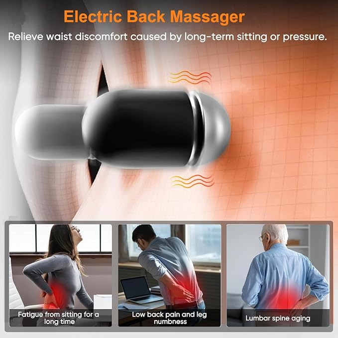 3 in 1 Back Massager, Electric Lumbar Support Pillow Heat Vibration Massage - Image 4