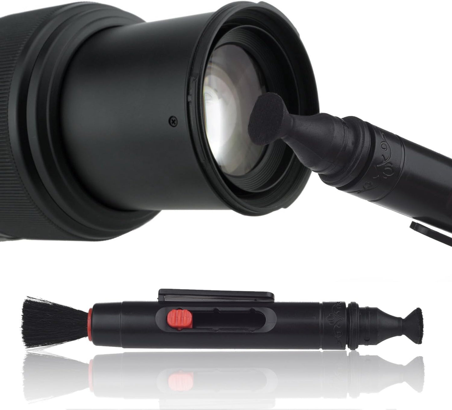 Camkix Camera Lens Cleaning Kit - Air Blower, 2in1 Lens Cleaning Pen, Cleaning Brush, Spray Bottle w/Cleaning Solution, Lens Cleaning Paper Tissue (50 Sheets), Microfiber Cleaning Cloths- for Lenses