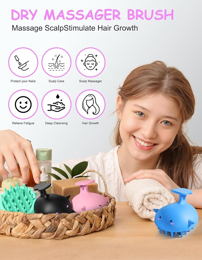 Scalp Massager Hair Growth Shampoo Brush, Silicone Scalp Scrubber Shower Scalp - Image 4