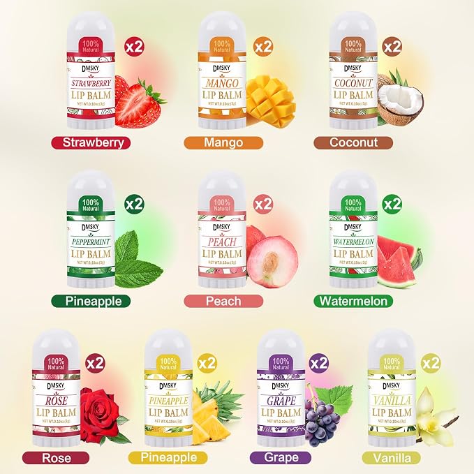 DMSKY Mini Lip Balm 20 Pack, Moisturizing - Image 2