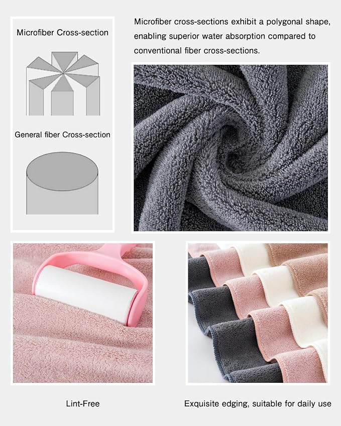 sakano 6-Piece Colorful Microfiber Bath Towel Set - Image 4