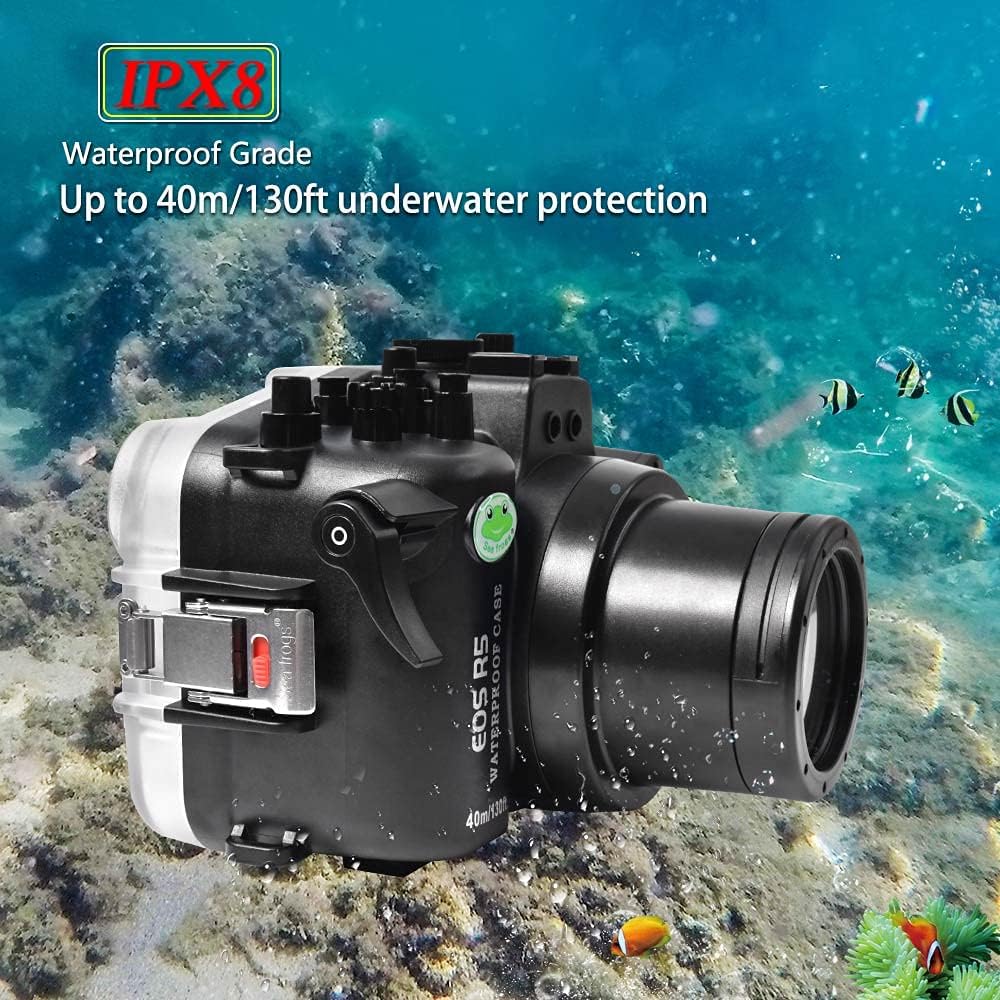 Sea frogs Waterproof Camera Housing Compatible with Canon EOS R5 60MM IPX8 40m/130ft Maximum Diving Depth Underwater Camera Case for Diving, Surfing, Rowing, Skiing