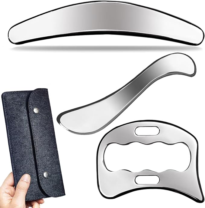 3 in 1 Muscle Scraper Stainless Steel IASTM Set, Physical Therapy Massage by GYXCOELEIASTMTOOL