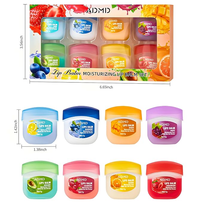 Lip Balm Lip Moisturizing Set 8 kinds of fruit flavor lip mask, 4-in-1 lip care - Image 2