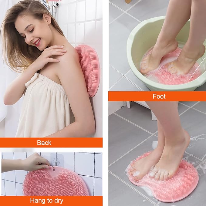 2 Pack Shower Back & Foot Scrubber, Wall Mounted Back Scrubber Silicone Bath - Image 3