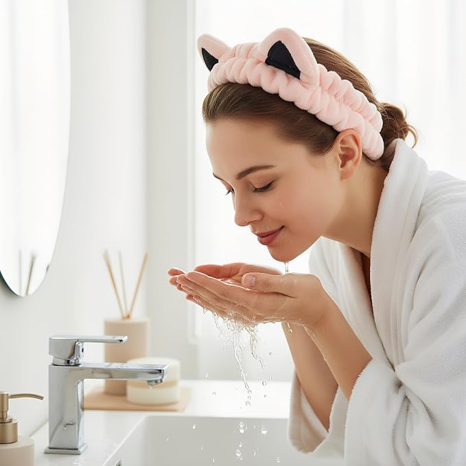 2 Pcs Cat Ears Headband, Cute Spa Headbands - Image 2