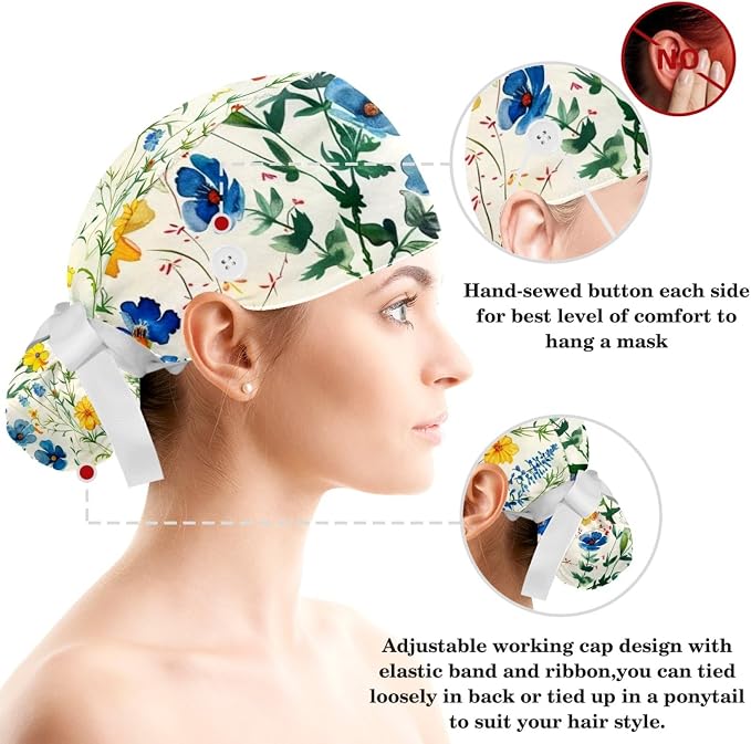 Women's Working Caps with Scrunchies Tarot Pattern Background Lace-Up Hat - Image 3