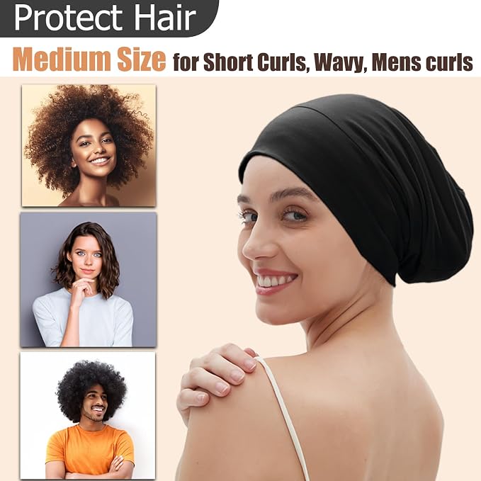 Sleep Cap Bonnet for Sleeping, Adjustable Cooling Ice Silk Lined Hair Bonnets - Image 3