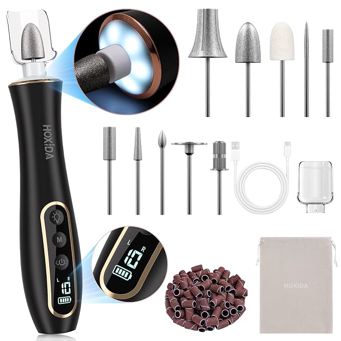 Electric Nail Drill, Professional Manicure Pedicure Kit, Cordless Electric Nail by Hoxida