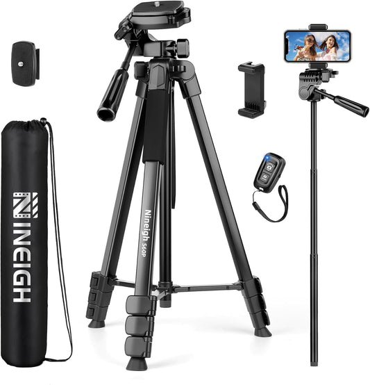 Phone Tripod, 64” Cell Phone Tripod for iPhone, Extra Long 83” Tall Tripods Selfie Stick with Wireless Remote Extendable Phone Holder Stand for Camera Photo Video Recording