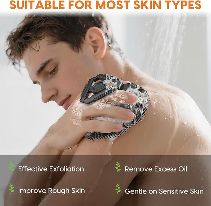 Silicone Body Scrubber, Non-Slip Handheld Cleansing Brush, Rich Foam, Deep - Image 5