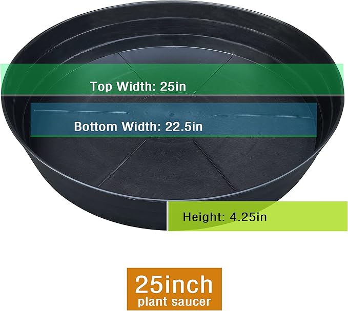 25 Inch Extra Large Planter Saucer, Extra-Deep 4.25 in Black Drip Trays - Image 2