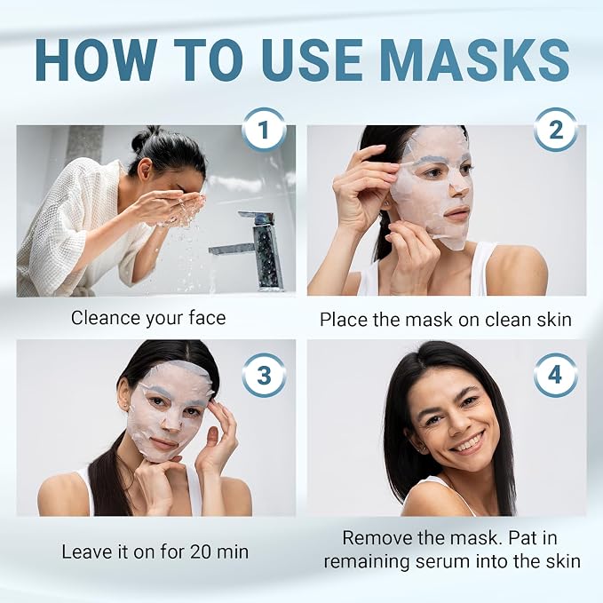 VIABEAUTY 8 Pack Hyaluronic Acid Face Mask - Image 6
