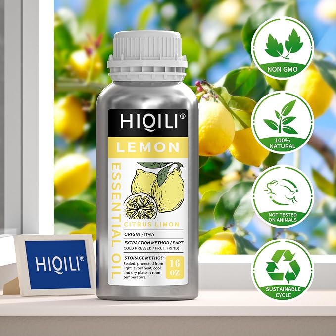 HIQILI Lemon Essential Oil for Cleaning, Degreasing & Household Use, Skin Care - Image 6
