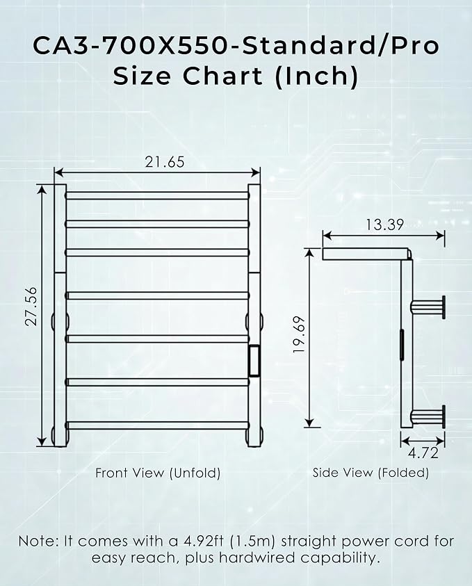 Foldable Heated Towel Rack, Smart Dual-Zone App & Voice Control Electric Towel - Image 7