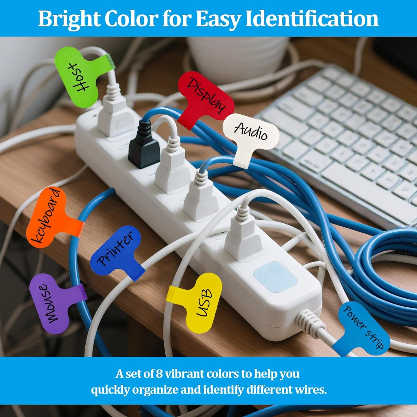 24 Pcs Cable Cord Labels,Wire Labels, Cable Tags, Computers Cable Management and Identification,Multicolored Handwriting Cable Tags