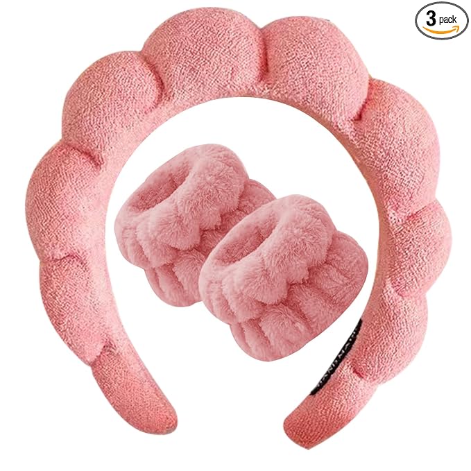 Beleki Spa Headband for Women Face Washing Headband and Wristband Set Sponge by Beleki