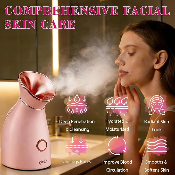Pjordo Facial Steamer Spa Kit, 12 Skin Care Tools & 5 Jelly Mask Powder - Image 3