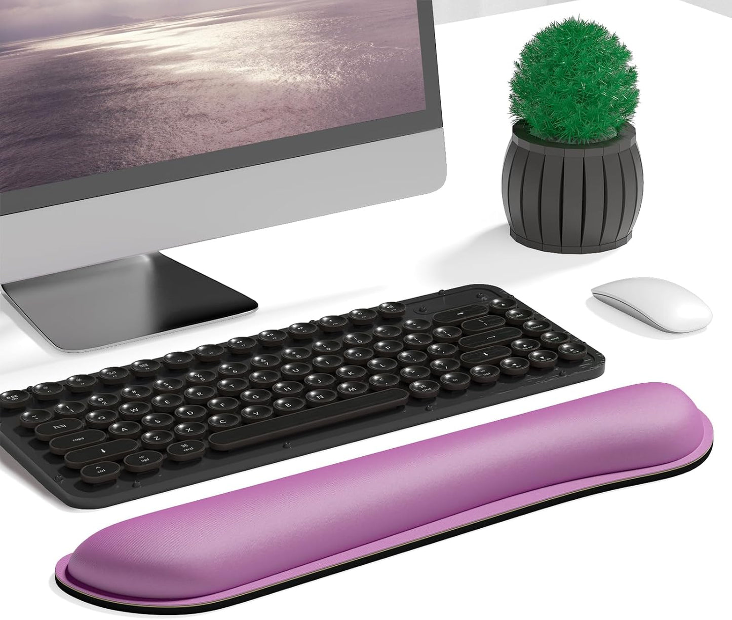 Dapesuom Enlarge Keyboard Wrist Rest, Memory Foam Keyboard Wrist Cushion for Computer Desk Mats Support, Pain Relief Ergonomic Mouse Pad Rests with Non-Slip Base for Gaming, Laptop, Radiant Orchid