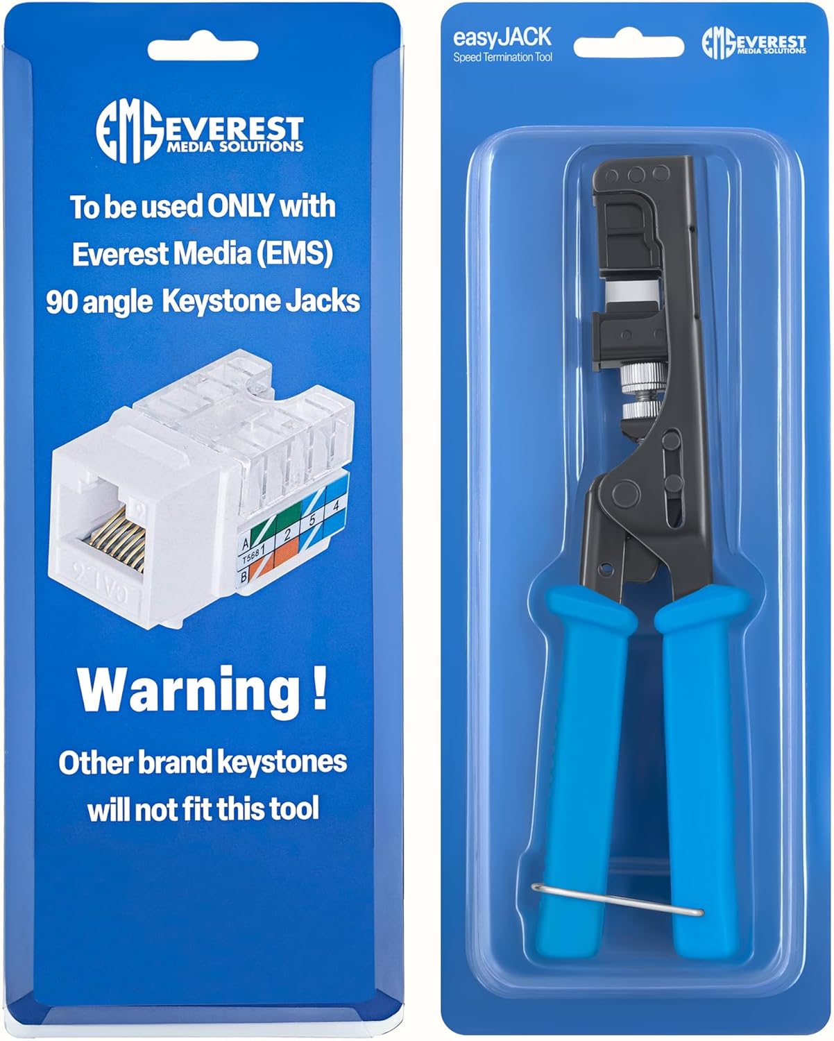 Everest easyJACK - 90° Angled Speed Termination Keystone Tool - Time Saver Network Punch Down Tool - To Be Used ONLY with Everest 90° Angled RJ45 Cat5e, Cat6a and Cat6 Keystone Jacks (B087N7QQD2)