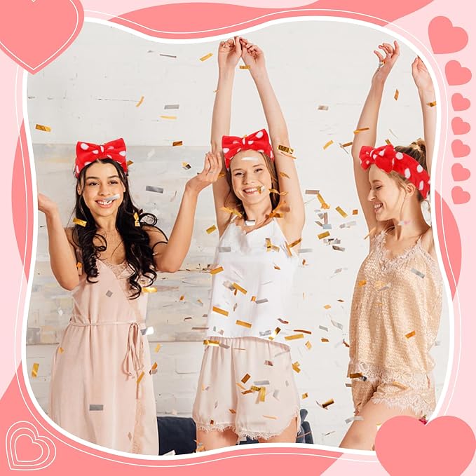 Casoty 10 Pcs Red Dot Makeup Headbands, Spa Gifts - Image 2