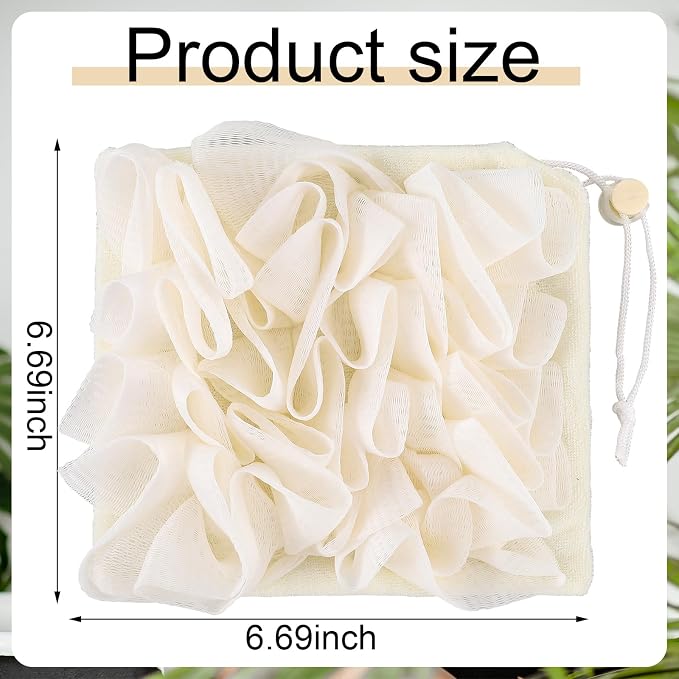 3 Pcs Washcloth Loofah Combo, 2 in 1 Bath Loofah Sponge - Image 2