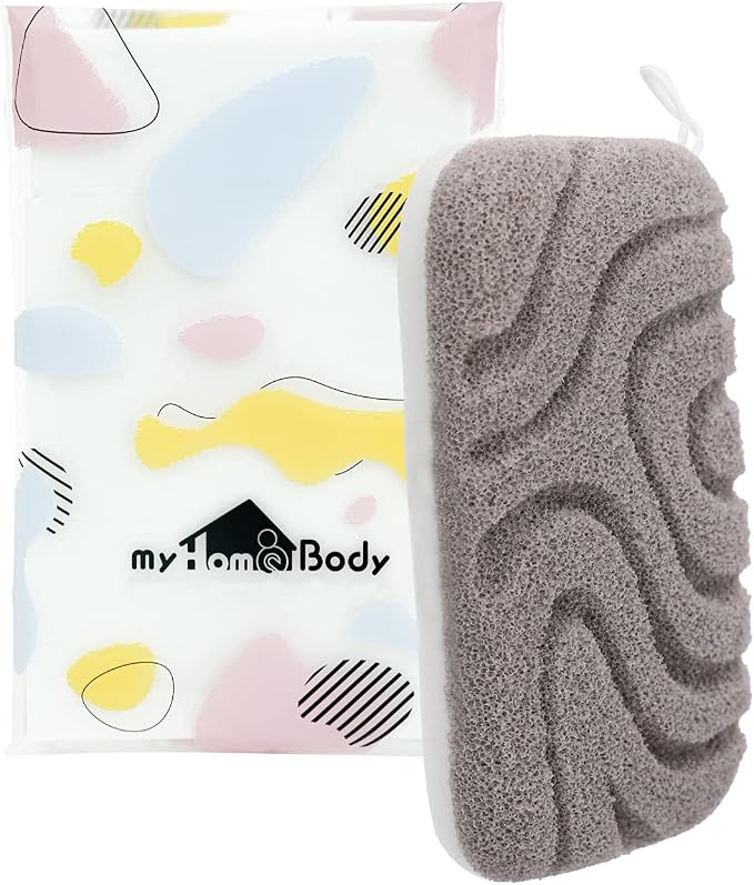 myHomeBody Dual-Texture Shower Sponge, Beauty Body Scrubber Exfoliator by myHomeBody